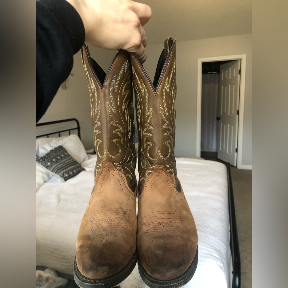 Laredo Ladies Kadi Distressed Brown Cowboy Boots, 6.5